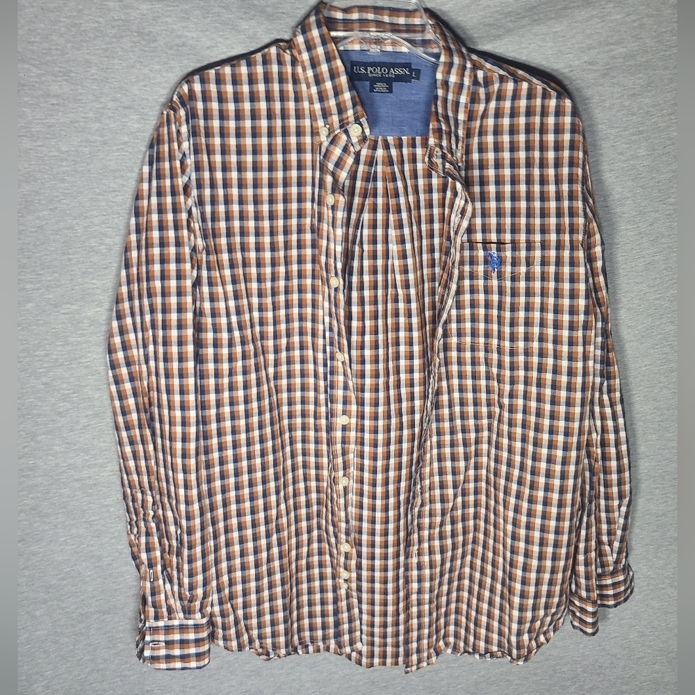 U.S. Polo Assn. Men's Brown Checkered Shirt